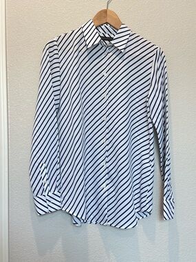 Banana Republic Dillon Blue White Striped Button Front Blouse M